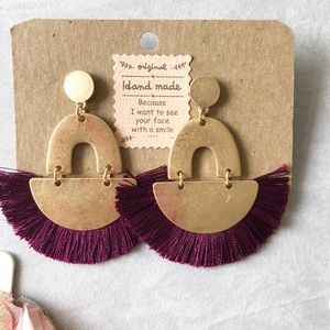 Jewelry - Handmade burgundy statement earrings. Jewelry - Handmade burgundy statement earrings.